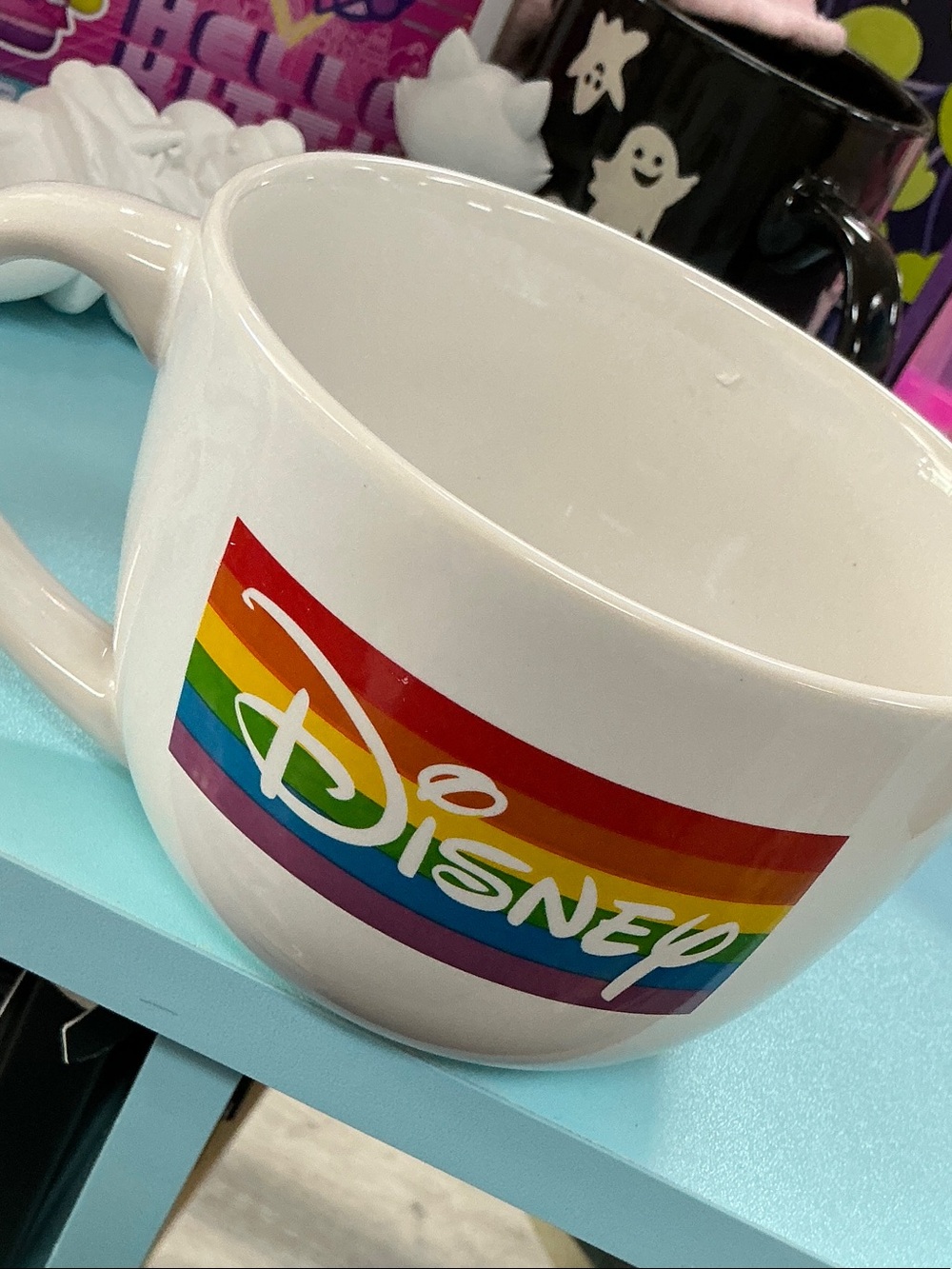 Disney White Ceramic Mug with Rainbow Logo